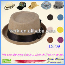 Elegant fedora hat Bowknot Promotion 100% Paper Straw Hat,LSP09
